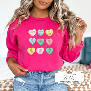 Hot Pink Candy Heart Sweatshirt